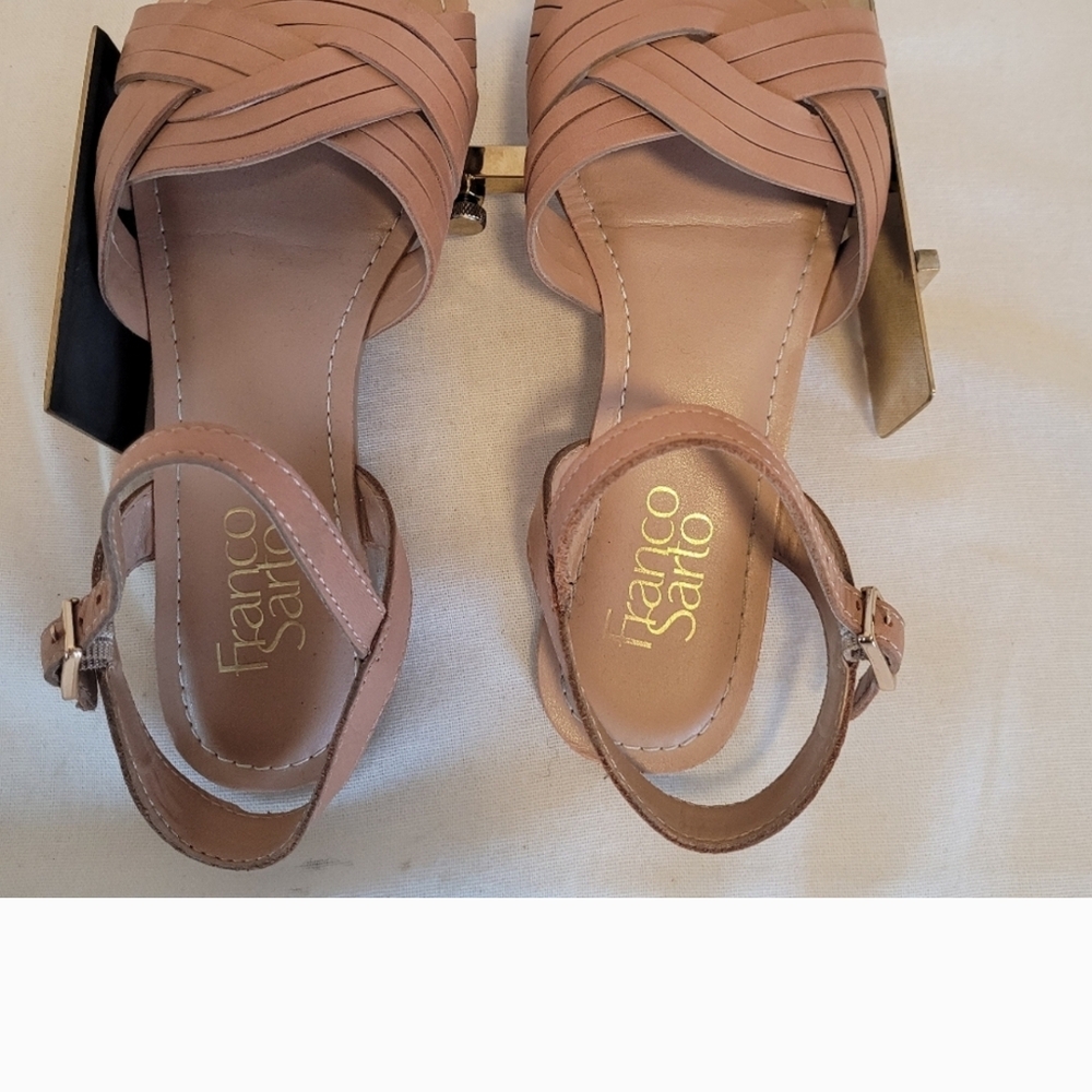 Franco Sarto Pink Sandals with Crisscross Straps and Ankle Buckle